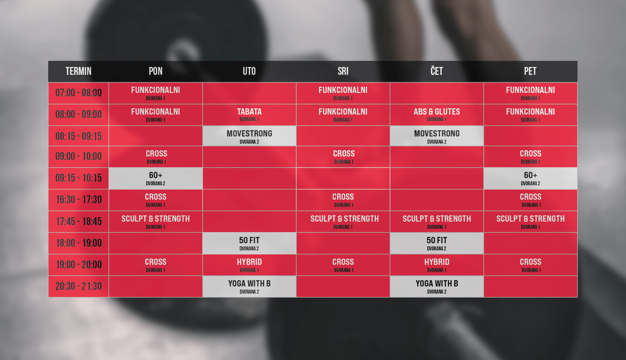 Fit For Life - raspored